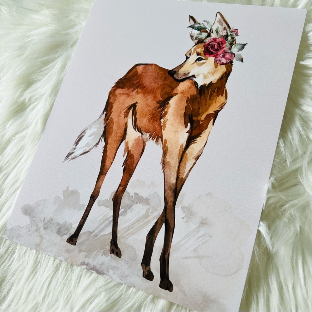 Maned Wolf Watercolor Illustration Wall Art Print Poster Unframed - Picture 14 of 17